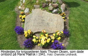 Mindesten for krigssejleren Niels Thysen Oksen, som døde ombord på Marie Mærsk i 1941. Foto: Charlotte Lindhardt.